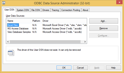 odbc drivers for excel